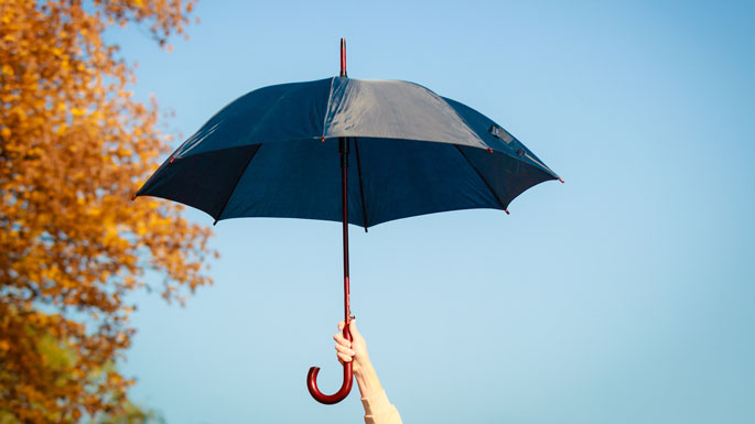 Foto: hand som håller upp ett paraply